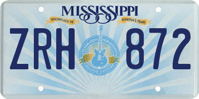 MS license plate ZRH872