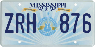 MS license plate ZRH876