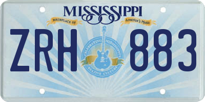 MS license plate ZRH883