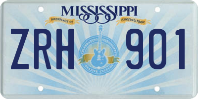 MS license plate ZRH901