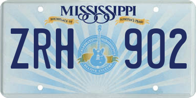 MS license plate ZRH902