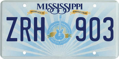 MS license plate ZRH903