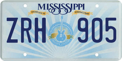 MS license plate ZRH905