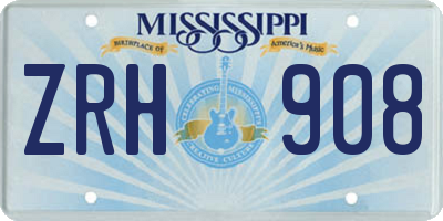 MS license plate ZRH908