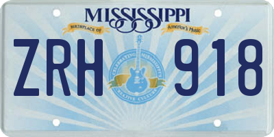 MS license plate ZRH918