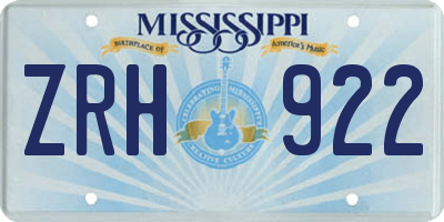 MS license plate ZRH922