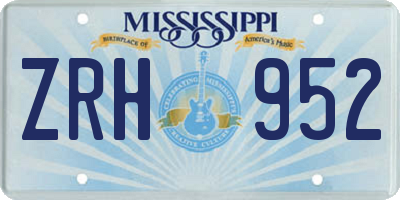 MS license plate ZRH952