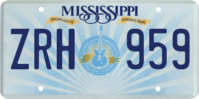 MS license plate ZRH959