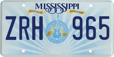 MS license plate ZRH965