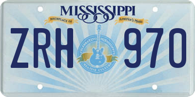 MS license plate ZRH970