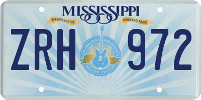 MS license plate ZRH972