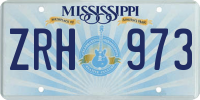 MS license plate ZRH973