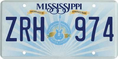 MS license plate ZRH974