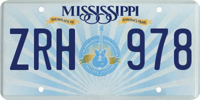 MS license plate ZRH978