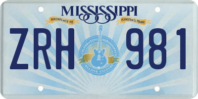 MS license plate ZRH981
