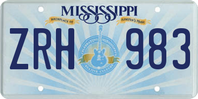 MS license plate ZRH983