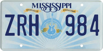 MS license plate ZRH984