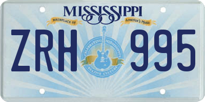 MS license plate ZRH995