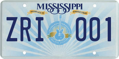 MS license plate ZRI001