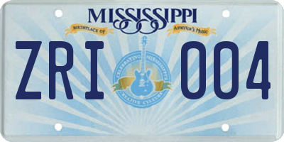 MS license plate ZRI004