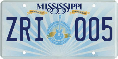 MS license plate ZRI005