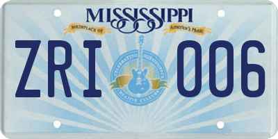 MS license plate ZRI006