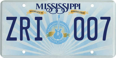 MS license plate ZRI007