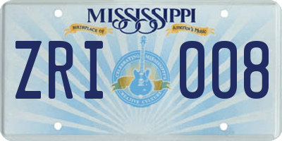 MS license plate ZRI008