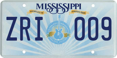 MS license plate ZRI009