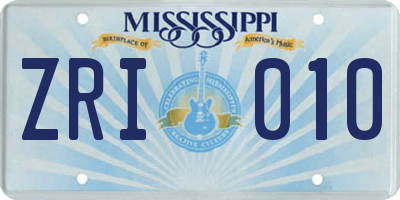 MS license plate ZRI010