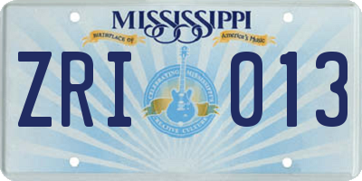 MS license plate ZRI013