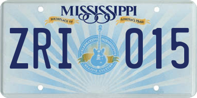 MS license plate ZRI015