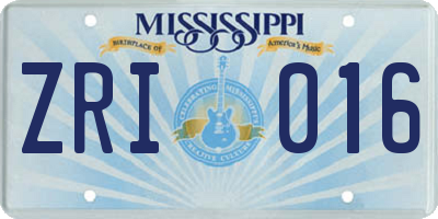 MS license plate ZRI016