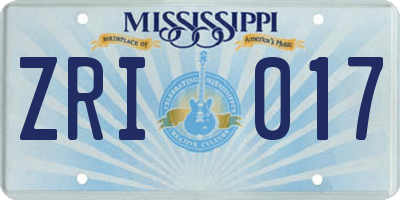 MS license plate ZRI017