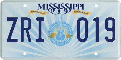 MS license plate ZRI019