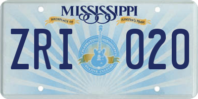 MS license plate ZRI020