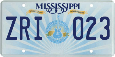 MS license plate ZRI023