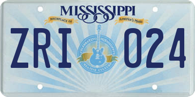 MS license plate ZRI024
