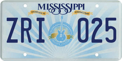 MS license plate ZRI025