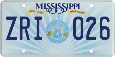 MS license plate ZRI026