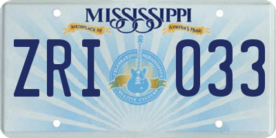 MS license plate ZRI033