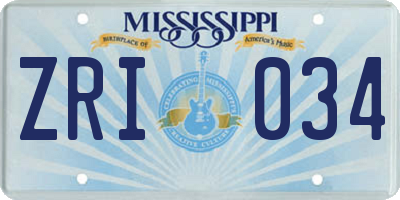 MS license plate ZRI034