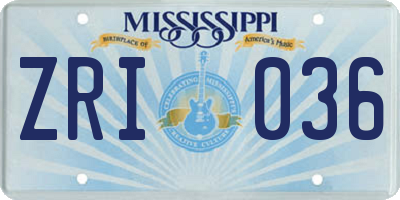 MS license plate ZRI036