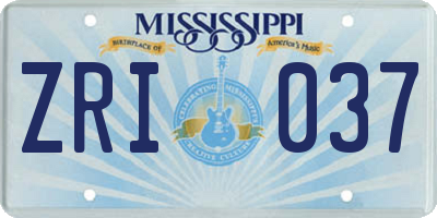 MS license plate ZRI037
