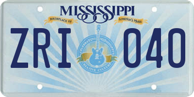 MS license plate ZRI040