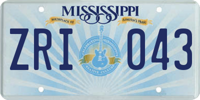 MS license plate ZRI043