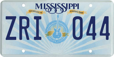 MS license plate ZRI044