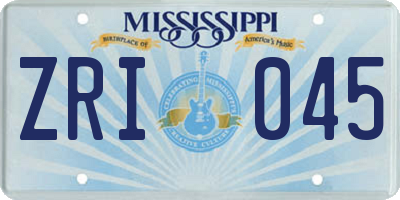 MS license plate ZRI045
