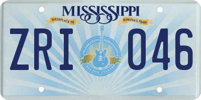 MS license plate ZRI046