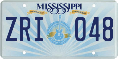 MS license plate ZRI048